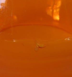 Niet of onleesbaar gesigneerd - Blauwe en oranje Space Age glazen lampenkapjes kopen? Bied vanaf 1!