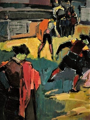 Daniel Wilhelm Bekking - Krachtig en met felle kleuren geschilderd "stierenvechten te Barcelona" - GROOT! kopen? Bied vanaf 120!