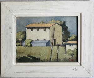 Hans Olsthoorn - Huis in berglandschap (olieverf op paneel) kopen? Bied vanaf 123!