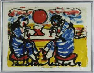 Anton Heyboer - Baddames - Aquarel op Japans moerbeiboom papier verkocht voor € 825!