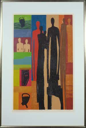 Marianne de Moor - Houtsnede, Rally for Kibaki- Ingelijst (Groot) verkocht voor € 35!