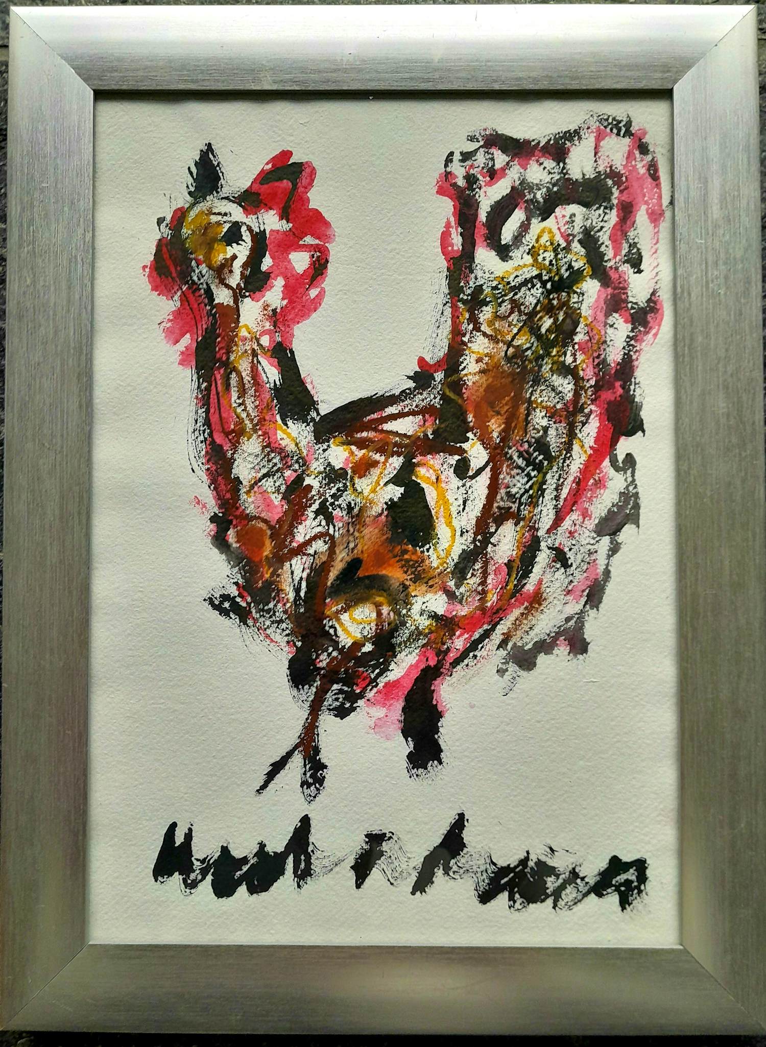 Anton Heyboer - Kip - Inkt en krijt op geschept papier - 1995 - 35 x 26 cm - ingelijst kopen? Bied vanaf 160!