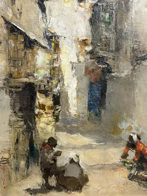 Gerard Adolfs - Oriëntaalse scene op een straatje kopen? Bied vanaf 999!