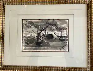Jos Mous - 1896-1968- Havenzicht Antwerpen. verkocht voor € 111!