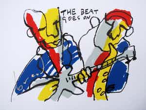 Herman Brood - Kleurenzeefdruk THE BEAT GOES ON Handgesigneerd. verkocht voor € 275!