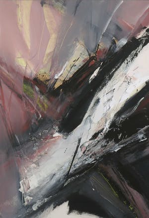 Wim de Bruin - Gemengde techniek op papier, Abstracte compositie - Ingelijst kopen? Bied vanaf 40!