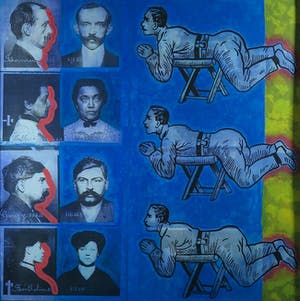 Jan Bollaert - Gemengde techniek op board, Zwemmen of verzuipen (Zeer Groot) kopen? Bied vanaf 100!