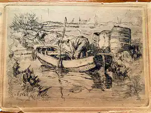 Willem van der Nat - bootje in sloot met werkende boer vendu pour 35€ !