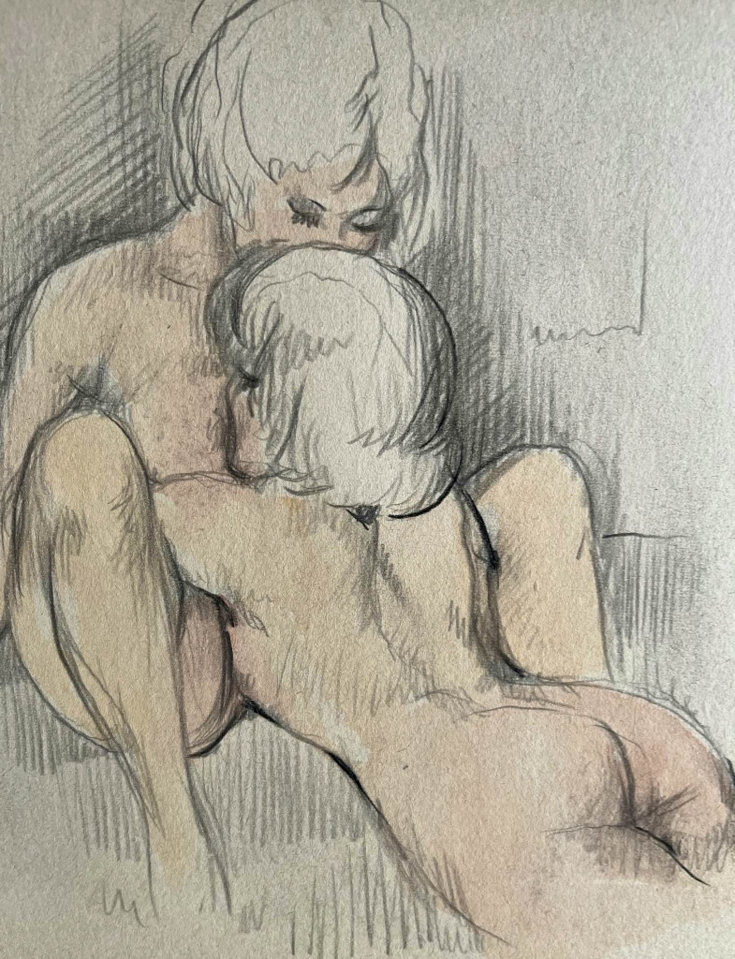 Rolfdieter Schiedrum - Erotik - Lesbische Szene - Original Aquarell mit Bleistift - signiert kopen? Bied vanaf 80!