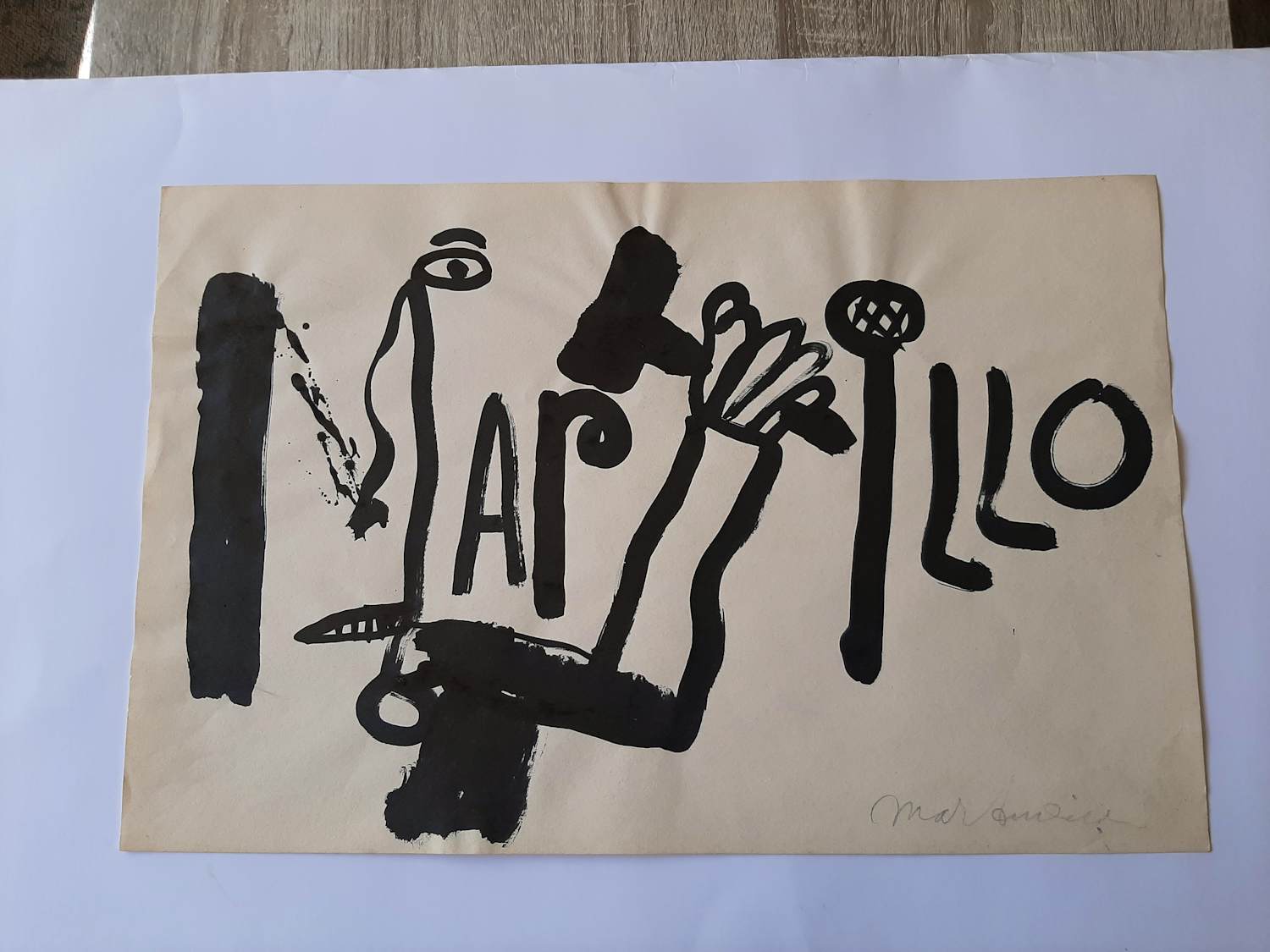 Anton Martineau - Penseel met inkt, Zonder titel. verkocht voor € 35!