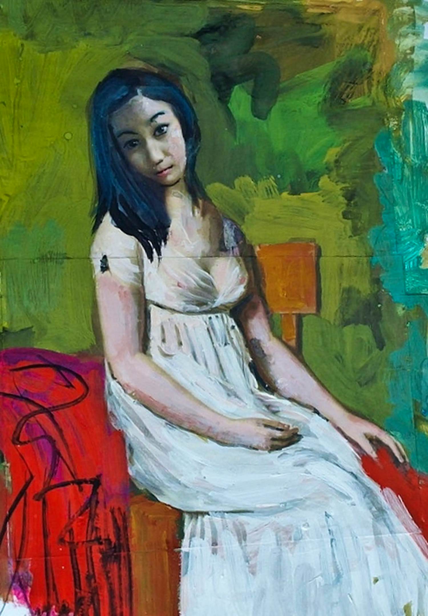 Peter Klashorst - Model sitting in bedroom - Mooi formaat - Handgesigneerd !!! verkocht voor € 60!