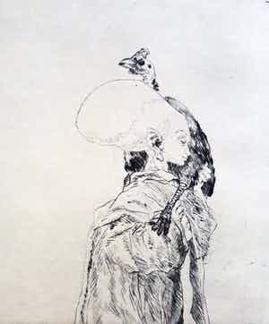 Peter Vos - Parelhoendervoogd, droge naald ets verkocht voor € 195!