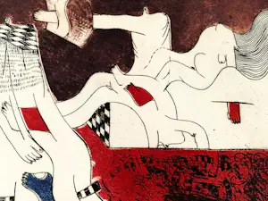 Hannes Postma - "Hors series" handgekleurde Ets -1966 - E.A. exemplaar "gekleed evenwicht" kopen? Bied vanaf 59!