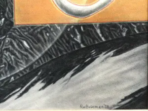 Rein van Briemen - "Vormdoorbreking" | surrealistische pasteltekening (1981) - ingelijst kopen? Bied vanaf 59!