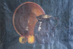 Niet of onleesbaar gesigneerd - Stilleven appels met schaal en kan kopen? Bied vanaf 10!