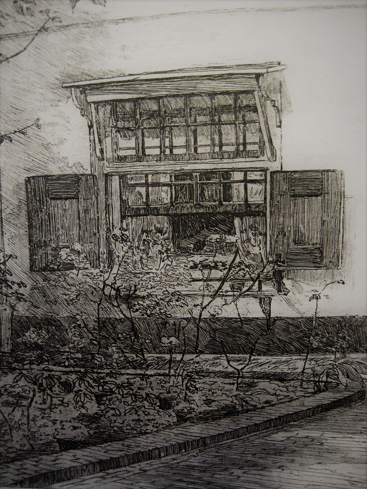 Johannes Josseaud - Mooie ets "Haarlem Hofje Heijthuijsen" gesigneerd ca 1920 kopen? Bied vanaf 1!