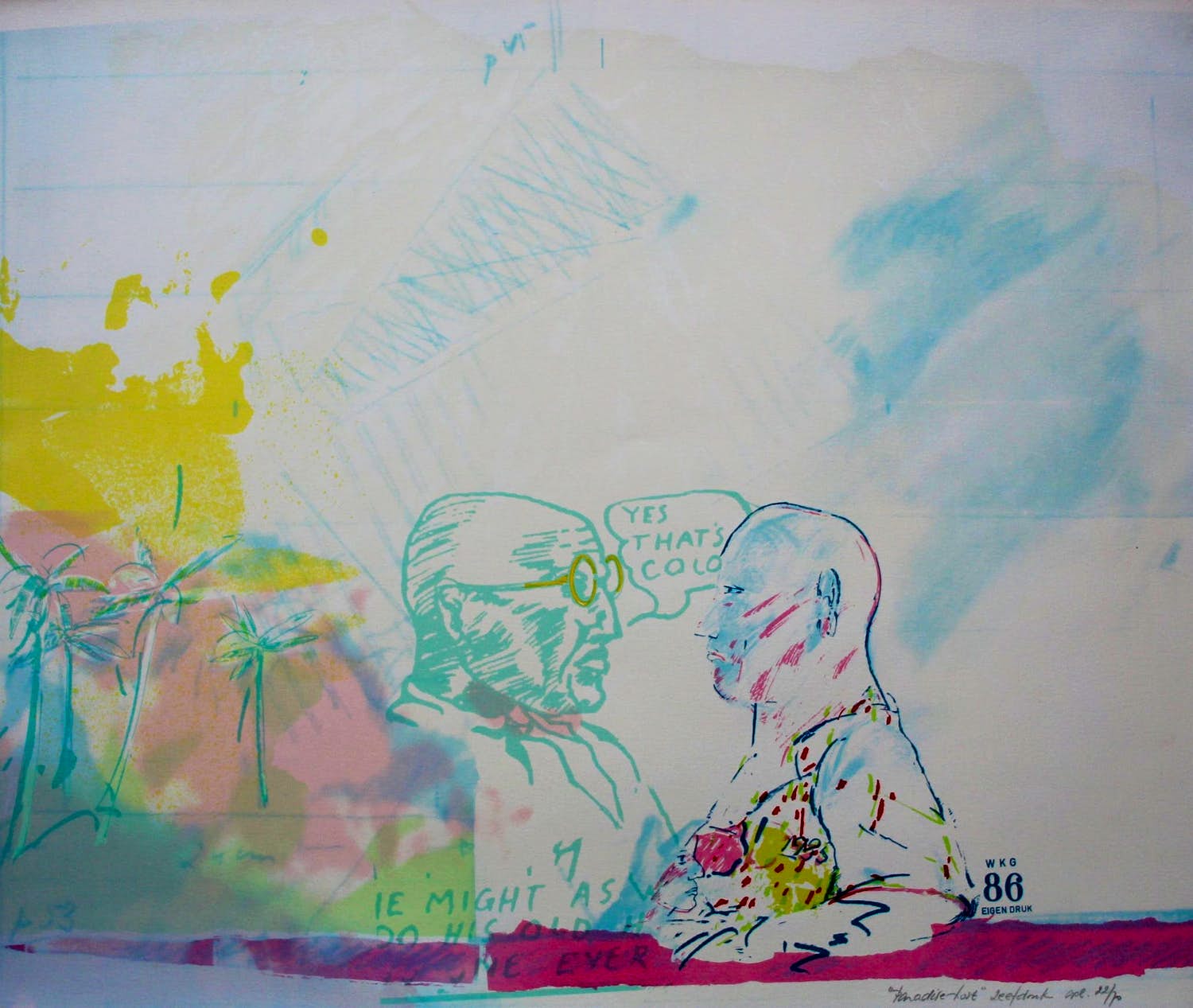 Klaas Gubbels - Maatschap Gubbels & Kerkhof - Zeefdruk: Paradise Last - 1986 verkocht voor € 149!