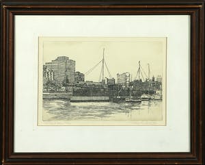 Janus Beekman - Ets, Rotterdam - Ingelijst kopen? Bied vanaf 1!