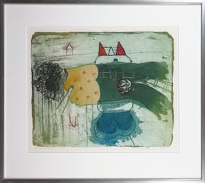 Michel van Overbeeke - Kleurenets met bladgoud, Love train I - Ingelijst kopen? Bied vanaf 35!