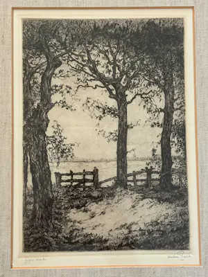 Anton Pieck - Drie bomen, Eigen Druk, Prachtige ets kopen? Bied vanaf 395!