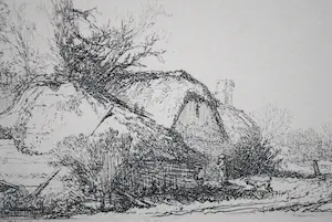 Rembrandt van Rijn - Boerderijen aan een vaart - ets kopen? Bied vanaf 75!