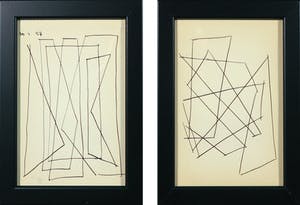 Siep van den Berg - Lot van twee inkttekeningen, Abstracte compositie - Ingelijst kopen? Bied vanaf 35!