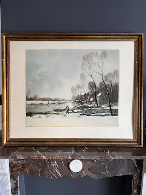 Roger Hebbelinck - Man in sneeuwlandschap kaufen? Bieten Sie von 50!