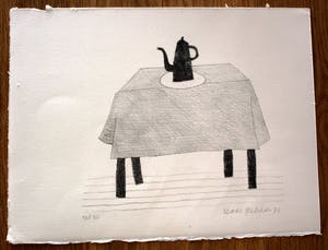 Klaas Gubbels - Litho: Tafel met koffiekan - 1979 kopen? Bied vanaf 175!