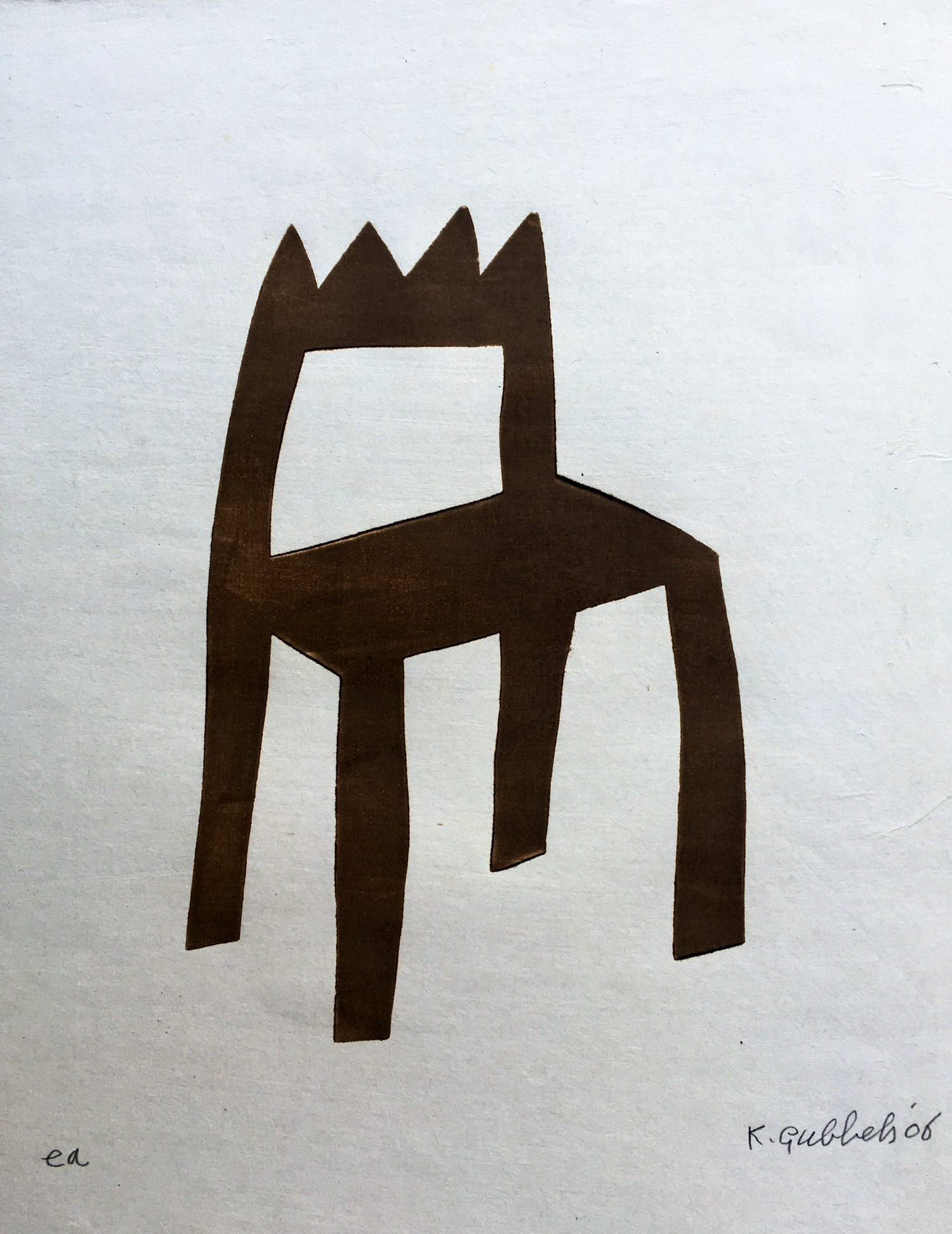 Klaas Gubbels - houtdruk 'Koningsstoel ’ - 2006 - oplage HC verkocht voor € 350!