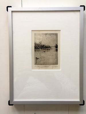 Gerard Lutz - Rietkraag bij Botshol - Ets, Ingelijst kopen? Bied vanaf 35!