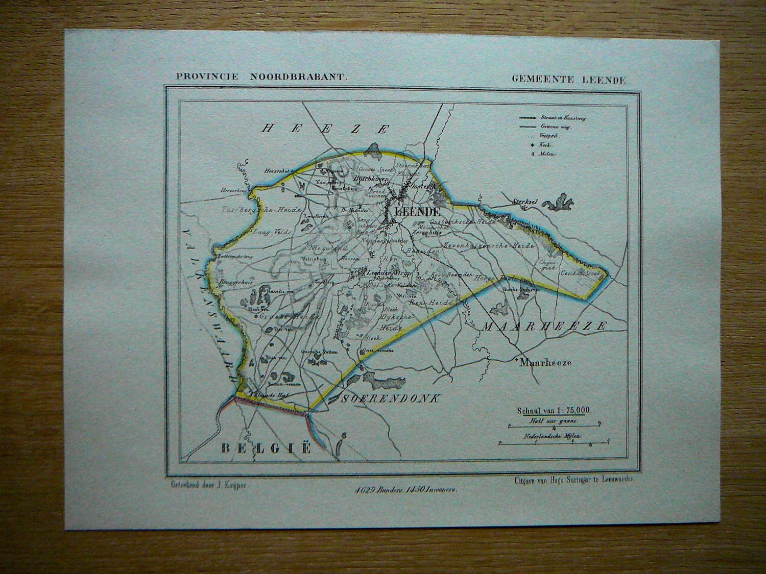 Jacob Kuyper - Plattegrond Gemeente Leende 1865 kopen? Bied vanaf 30!