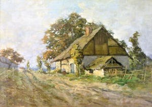 Leon G. Lebon - huisje met rieten dak in het landschap kopen? Bied vanaf 150!