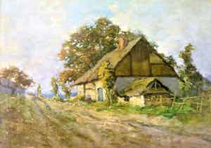 Leon G. Lebon - huisje met rieten dak in het landschap verkocht voor € 150!