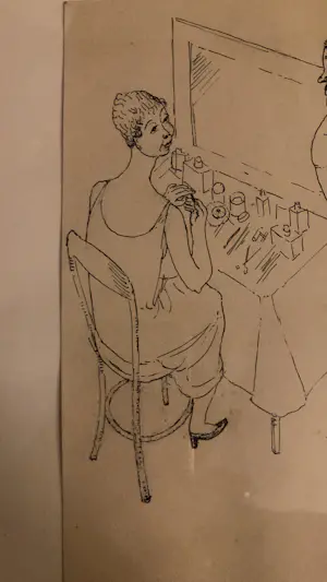 Frits van den Berghe - Twee figuren in gesprek in kleedkamer kopen? Bied vanaf 600!