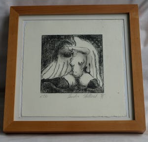 Sandra Hilhorst - Ingelijste ets , “Naakte Engel” – Loodskado 1995 kopen? Bied vanaf 35!
