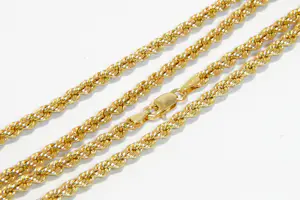 01 - Sierlijk, zo goed als nieuw 18 krt geel gouden "koord" collier - 60cm lang kopen? Bied vanaf 525!