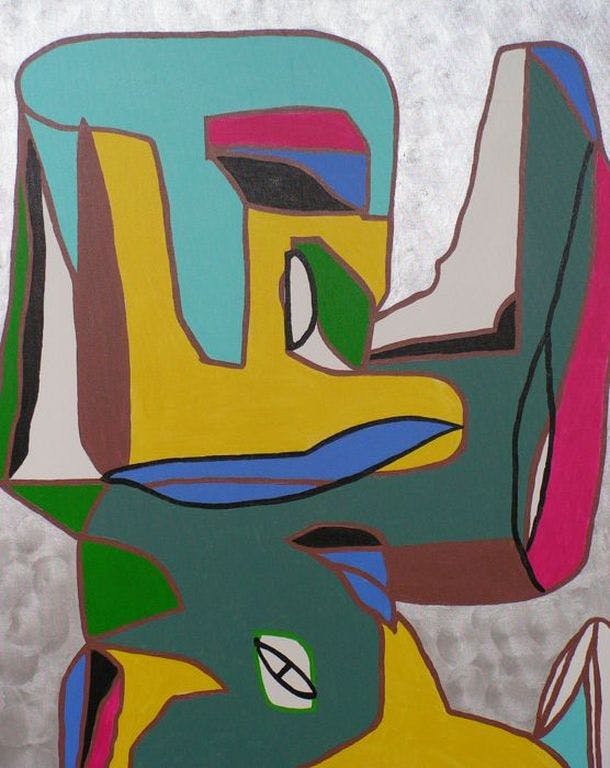 Niet of onleesbaar gesigneerd - Dwyer - acryl op doek - 'Conversations' kopen? Bied vanaf 1!