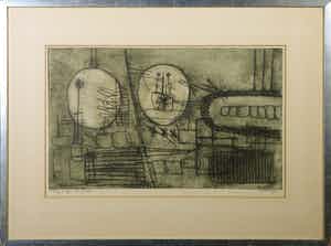 Jan Montyn - Ets, Zonder titel - Ingelijst verkocht voor € 80!