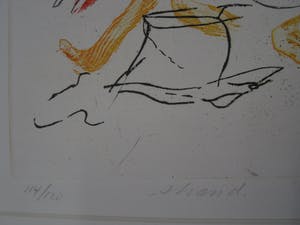 Wim Worm - gebruikt altijd felle kleuren - gesigneerde Litho - Strand - 1987 kopen? Bied vanaf 20!