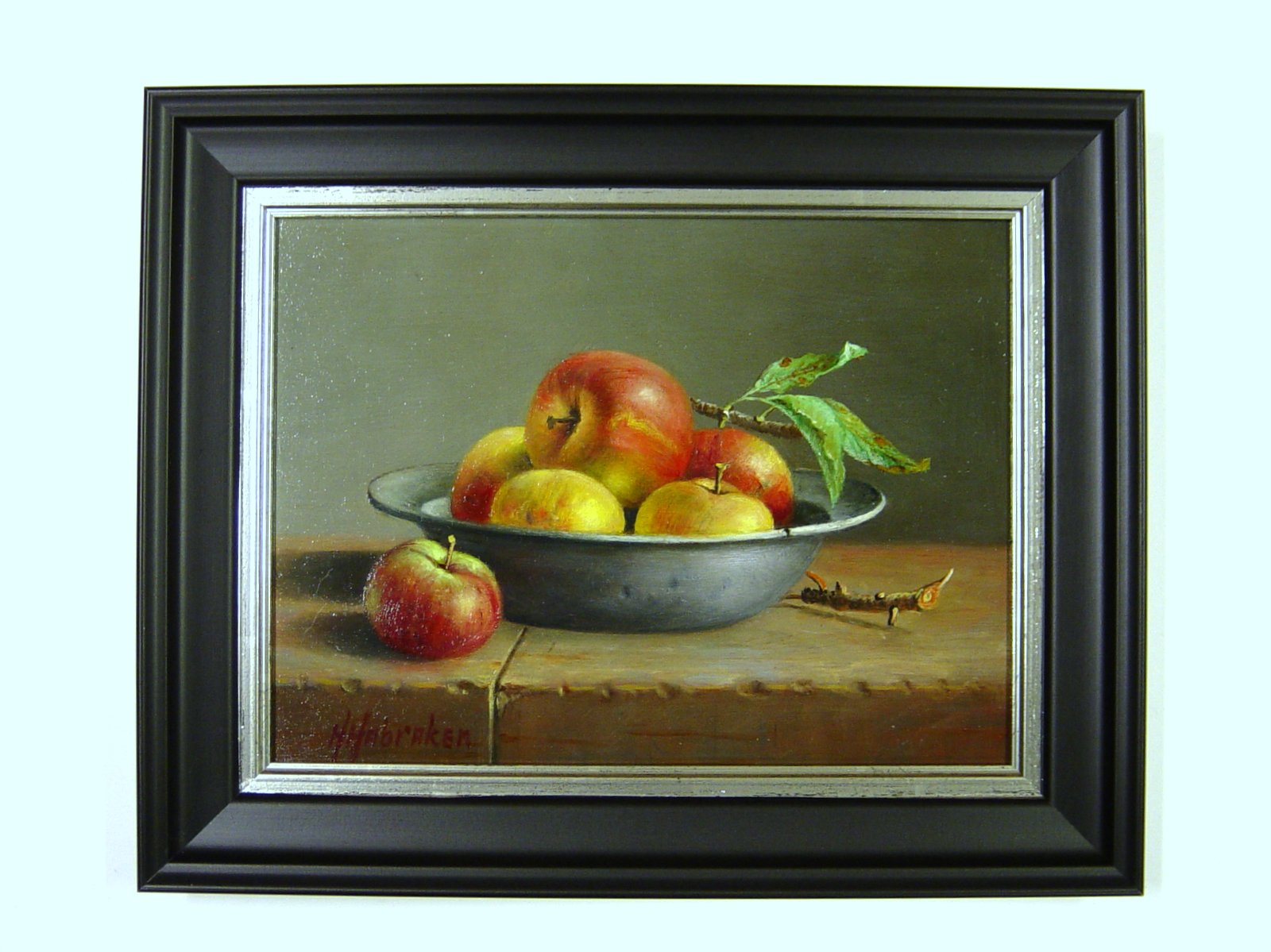 Hans Habraken - Stilleven appels in tinnen schaal kopen? Bied vanaf 450!