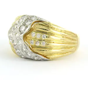 18k bicolour gouden ring met briljant geslepen diamanten tot. 1,10ct 8.1 gram kopen? Bied vanaf 1400!