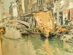 Hans Figura - Farb Radierung Aquatinta auf Seide Brücke in Venedig 50er Jahre handsigniert kopen? Bied vanaf 280!
