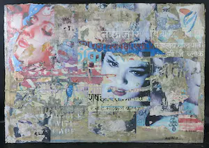 Reg Fallah - Mixed Media / Collage, Red Lips (Groot formaat) kopen? Bied vanaf 100!