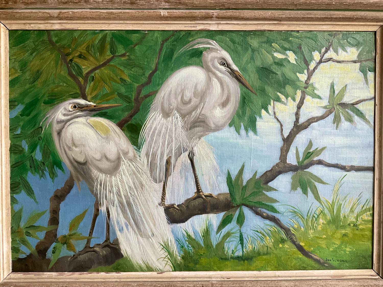 Jan Schonk - Zilverreigers in een boom kopen? Bied vanaf 250!