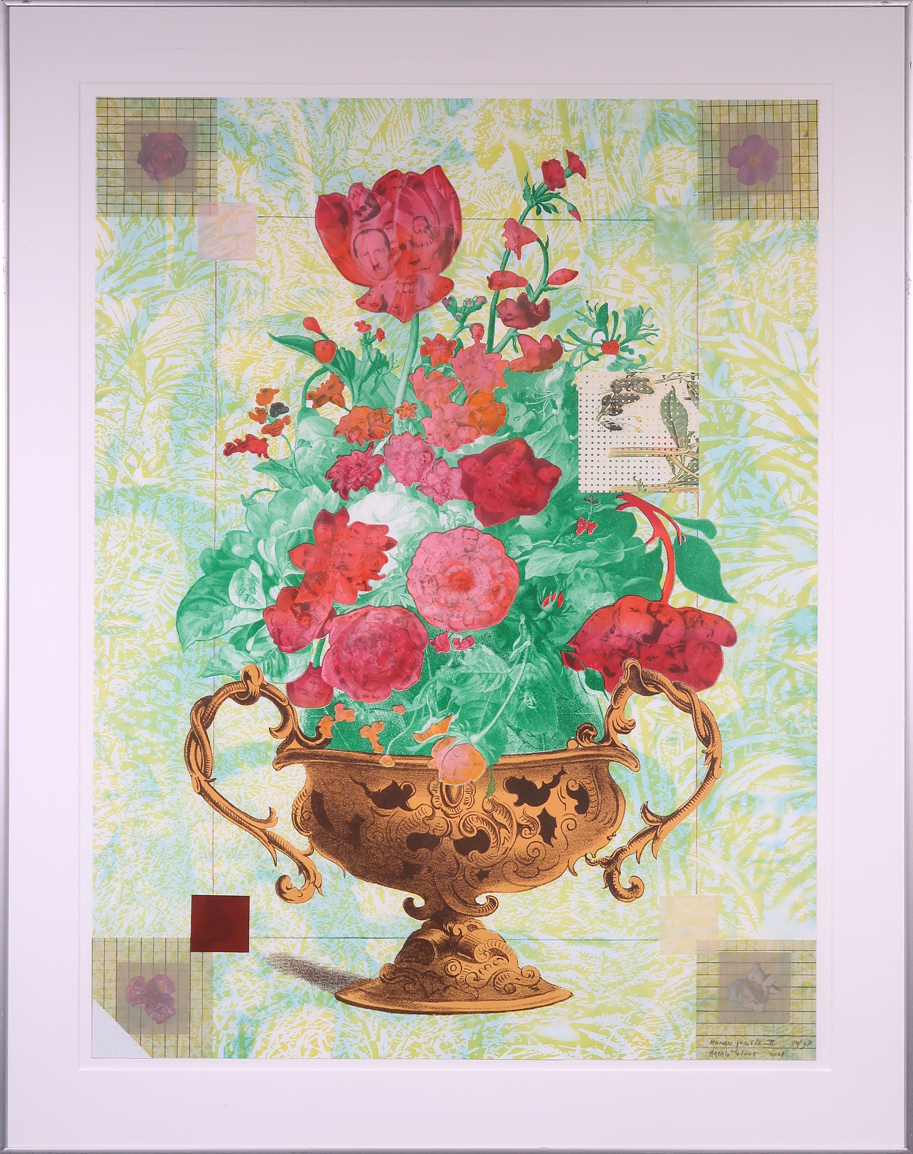 Harald Vlugt - Zeefdruk en collage, Human Jungle II - Ingelijst verkocht voor € 40!