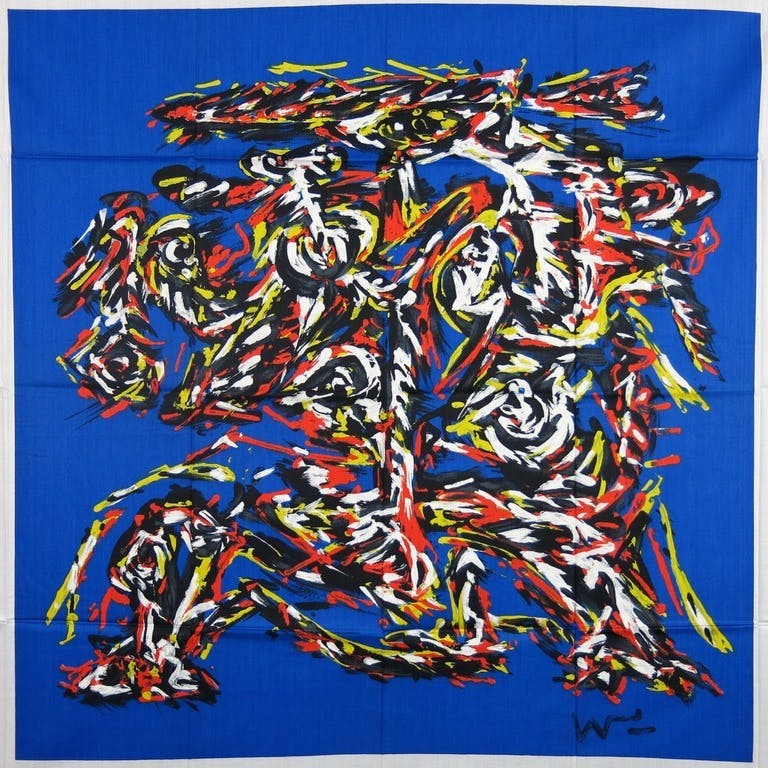 Theo Wolvecamp - Zeefdruk op katoenzijde, Compositie kopen? Bied vanaf 35!