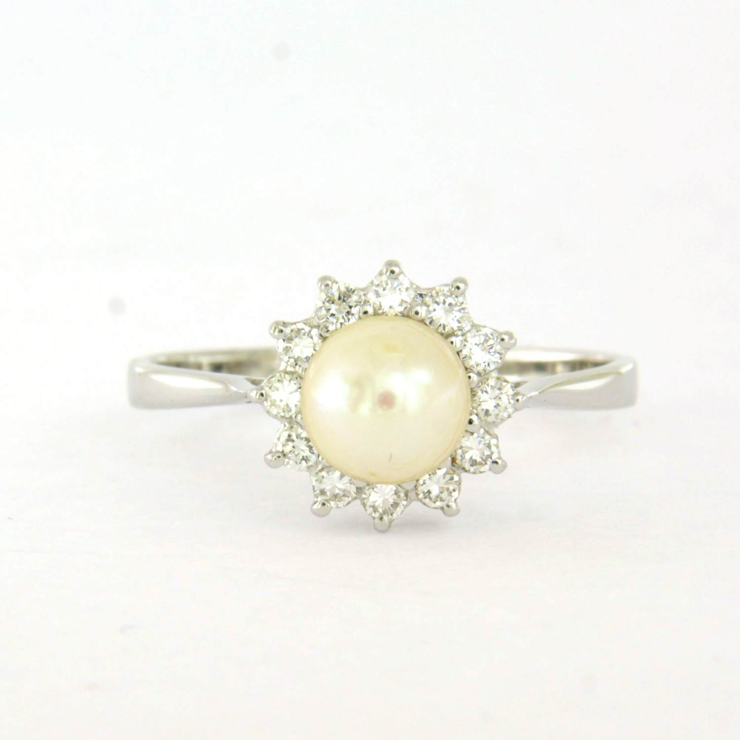 Witgouden ring met parel en diamant 0.20 ct - rm 19.25 kopen? Bied vanaf 400!
