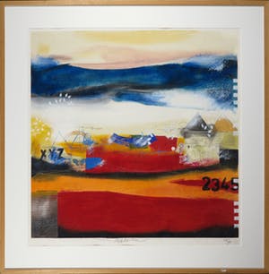 Theo Koster - Zeefdruk en collage, Zonder titel (vierkant rood) - Ingelijst (Groot) kopen? Bied vanaf 80!