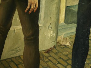 Niet of onleesbaar gesigneerd - Olieverf op doek , Op een gracht in Amsterdam – ingelijst - 1958 kopen? Bied vanaf 1!