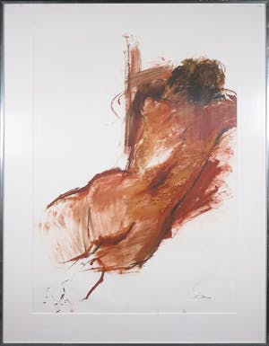 Franscz Witte - Krijt op papier, Half opgericht naakt- ingelijst kopen? Bied vanaf 1!